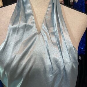 Elegant Blue Halter Dress